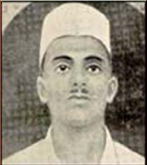 Reproduction of the surviving black-and-white studio photograph of Sukhdev Thapar